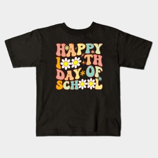 Teacher Kids Retro Groovy 100 Days Happy 100th Day Of School Kids T-Shirt